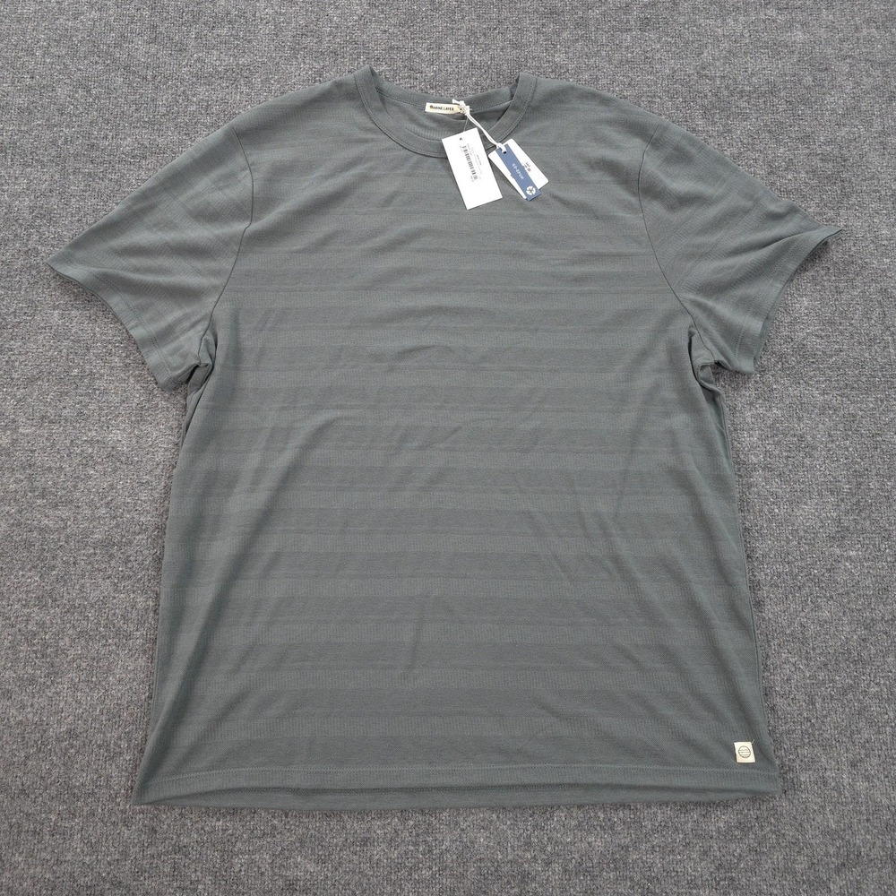 Marine Layer Shirt Mens 2XL Green Stripe Jacquard Crew Neck Tee Re-Spun NEW